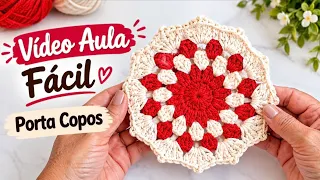 PORTA COPOS EM CROCHÊ SIMPLES | Vídeo aula.