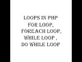 Loops in PHP - for loop foreach loop while loop do while loop Loops Tutorial PHP for Beginners