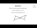 Write a two column proof of the following