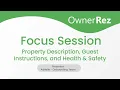 Focus Session - Descriptions Guest Instructions and Health Safety