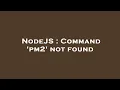 NodeJS Command pm2 not found