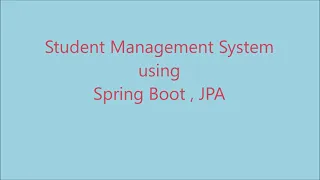 Student Management System using Spring Boot