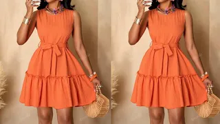 how to cut and sew a simple two steps layered gathers dress beginners friendly tutorial 