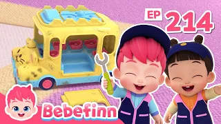 We Are Car Mechanics!🧑🏻‍🔧🛞｜EP214｜Oh No! The Bus Door Fell Off!🚌😱｜Bebefinn Nursery Rhymes