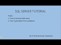 SQL SERVER TUTORIAL - How to Rename table name and how to get table names from the database in SQL