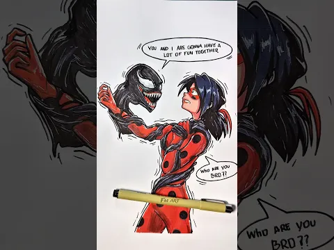 lady bug joins venom #art #drawing #venom #ladybug