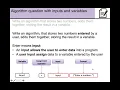 Programming Techniques - Variables Assignments Inputs