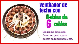 Cómo hallar las bobinas, la conexión interna de ventilador de techo con bobina de 6 cables. DIAGRAMA