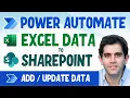 Add Update Excel Data to SharePoint List using Power Automate Excel Import using flow