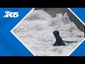 Scary shows woman nearly pulled under by waves in Oregon