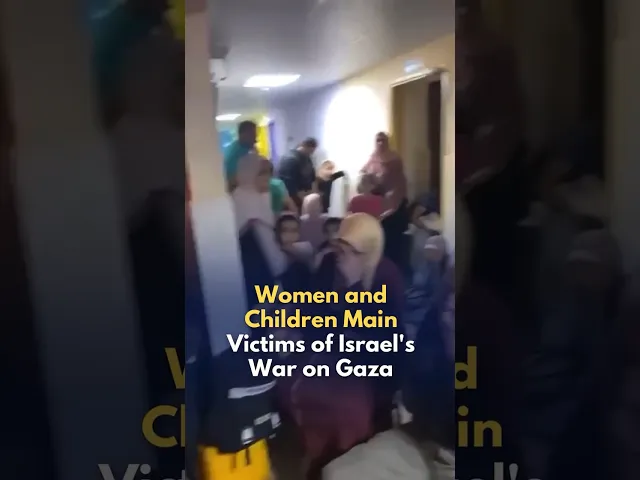 ⁣Hundreds of patients and displaced civilians taking shelter at Al Nasr hospital, Northern Gaza Strip