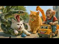 Download Lagu 🐵🐱Monkey \u0026 Fat Orange Cat Use Crane to Save White Cat from Python Attack at the City