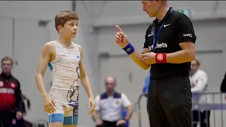 U13 Hayk Mkrtchyan (ARM) vs Oskar Olava (FIN) 41kg. Greco-roman boys youth wrestling tournament.