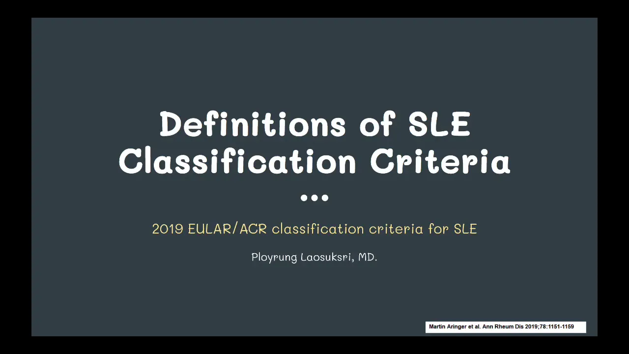 2019 EULAR/ACR classification criteria for SLE definition