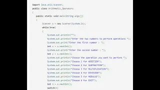 java program to perform arithmetic operations