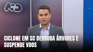 Central do Tempo – Ventania derruba árvores e suspende voos em Santa Catarina