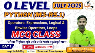 O Level Python M3-R5 1 MCQ Class Operators Expressions Logical Bitwise Operators Loops