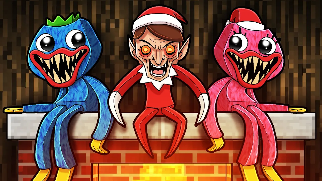 Huggy Wuggy CHRISTMAS with ELF ON THE SHELF! (Minecraft)
