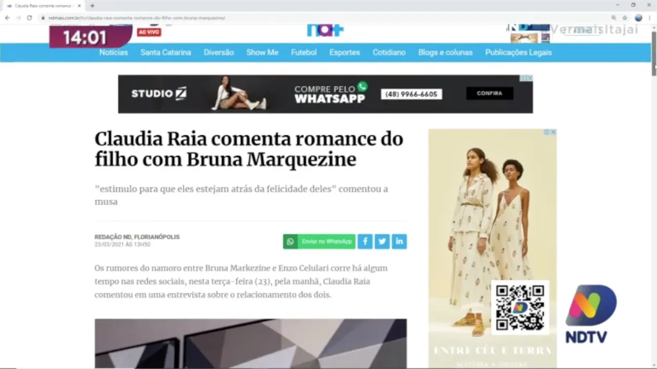 Claudia Raia comenta romance do filho com Bruna Marquezine