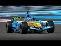 Lagu 2005 Renault R25 F1 V10 ex Alonso demo laps at GP de France Historique + Playing 'La Marseillaise'