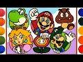 Super Mario Bros Movie Coloring Luigi Peach Princess Toad Yoshi Jelly Painting