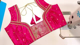 3 viral blouse back neck design cutting and stitching full tutorial step by step #blouse #trending