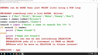 An introduction to Python Lesson 4 - More to do with LISTS