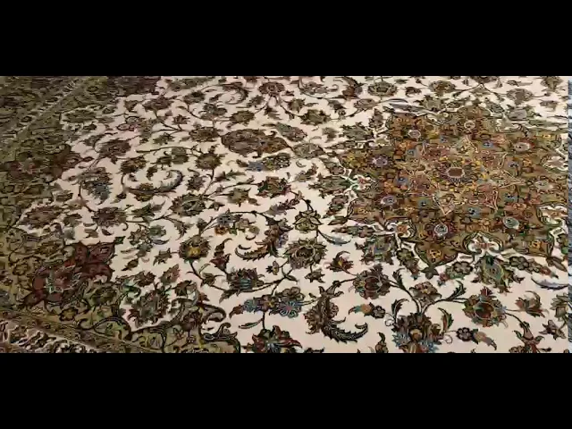 アルバル工房 カーシャン文様 明るいクリーム色 136×210cm (ID11008)