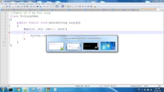 Table of 2 By For Loop In Java Programming