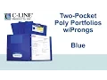 Two-Pocket Heavyweight Poly Portfolio Folder with Prongs Blue - C-Line Products 33965
