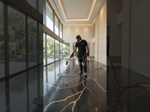 Golden Earthquake Living Room 😳😳 Epoxy Floor #shorts