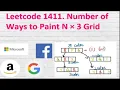 Leetcode 1411 Number of Ways to Paint N 3 Grid