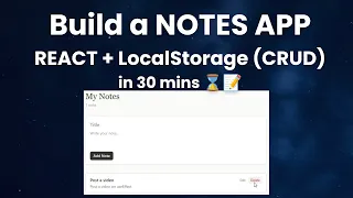 Build a React Notes App CRUD Local Storage