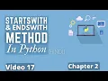 Startswith And Endswith Method in Python Python Training in Hindi Python Tutorial