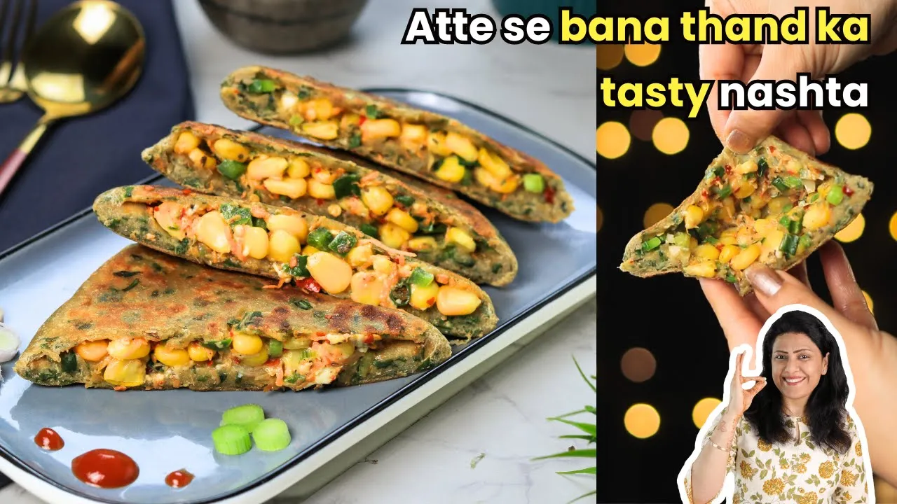 Riva            Palak Corn Paratha   MintsRecipes