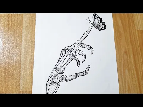 Download MP3 How to draw a skeleton hand with butterfly || Skeleton Drawing
