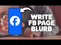 How To Write A Facebook Page Description 2026 iPhone Android