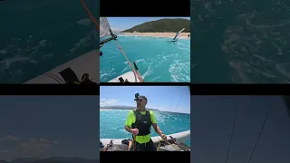 Sailing out through waves RUDDERLESS