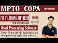 Class-3 Create Format and Edit Document Using Word Processing Application Software MPTO COPA