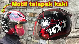 unboxing helm kyt dj maru motif helm motif telapak kaki