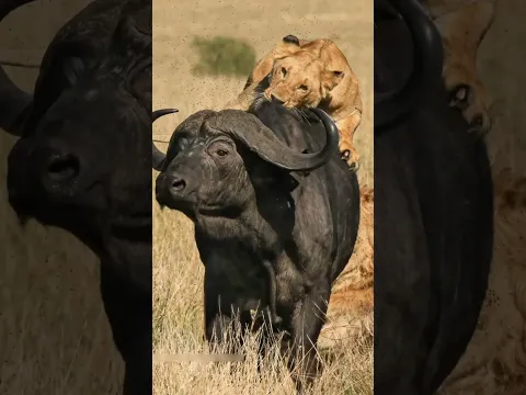 Lion Escape From Buffalo Attack By info fact News