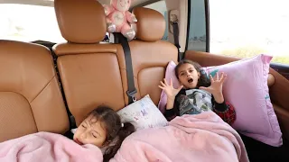 نمنا بالسيارة يوم كامل بالسيارة 