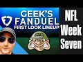 FanDuel DFS NFL Week 7 First Look Lineup