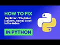 How to fix KeyError The label column - name is not in the index in Python