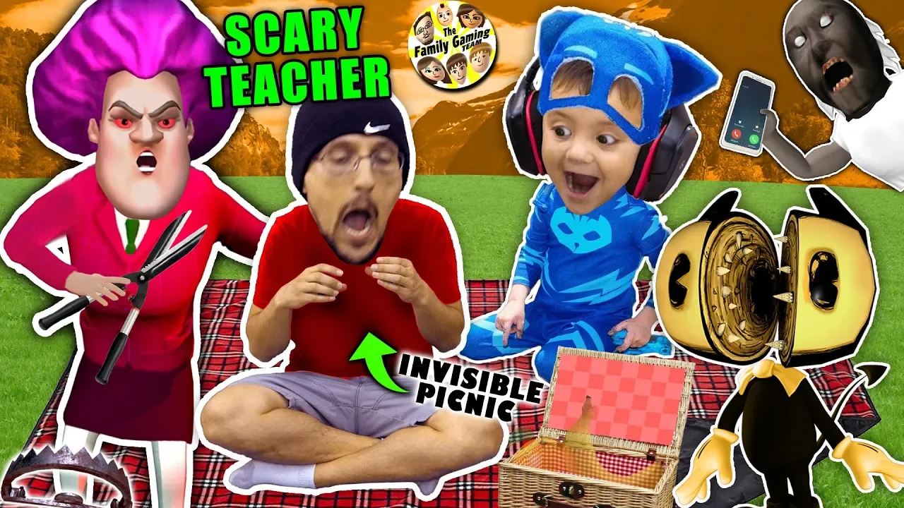 SCARY TEACHER GAME & the Invisible Picnic! FGTEEV finishes Bendy and the Ink Machine Chapter 5