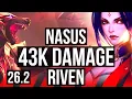 NASUS vs RIVEN TOP 43K damage 5k gold comeback EUNE Challenger 26 2