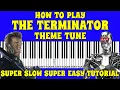 How to play The Terminator Theme Tune SUPER SLOW SUPER EASY Piano Keyboard Tutorial with Letters