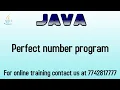 perfect number program in java in hindi