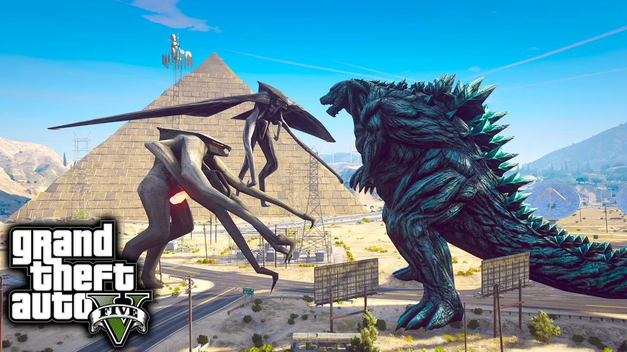 Godzilla Earth Vs Muto Female, Muto Male ( GTA V Mods )
