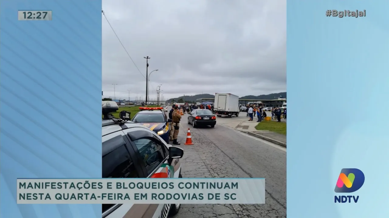 Manifestações e bloqueios continuam nesta quarta-feira em rodovias catarinense